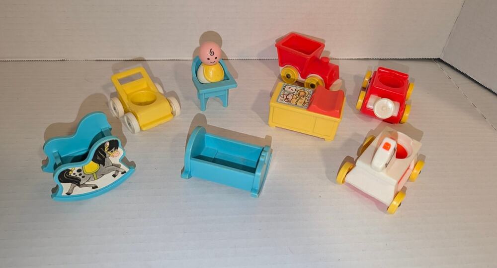 Vintage Fisher Price Play Family Nursery Little Riders Baby Lot